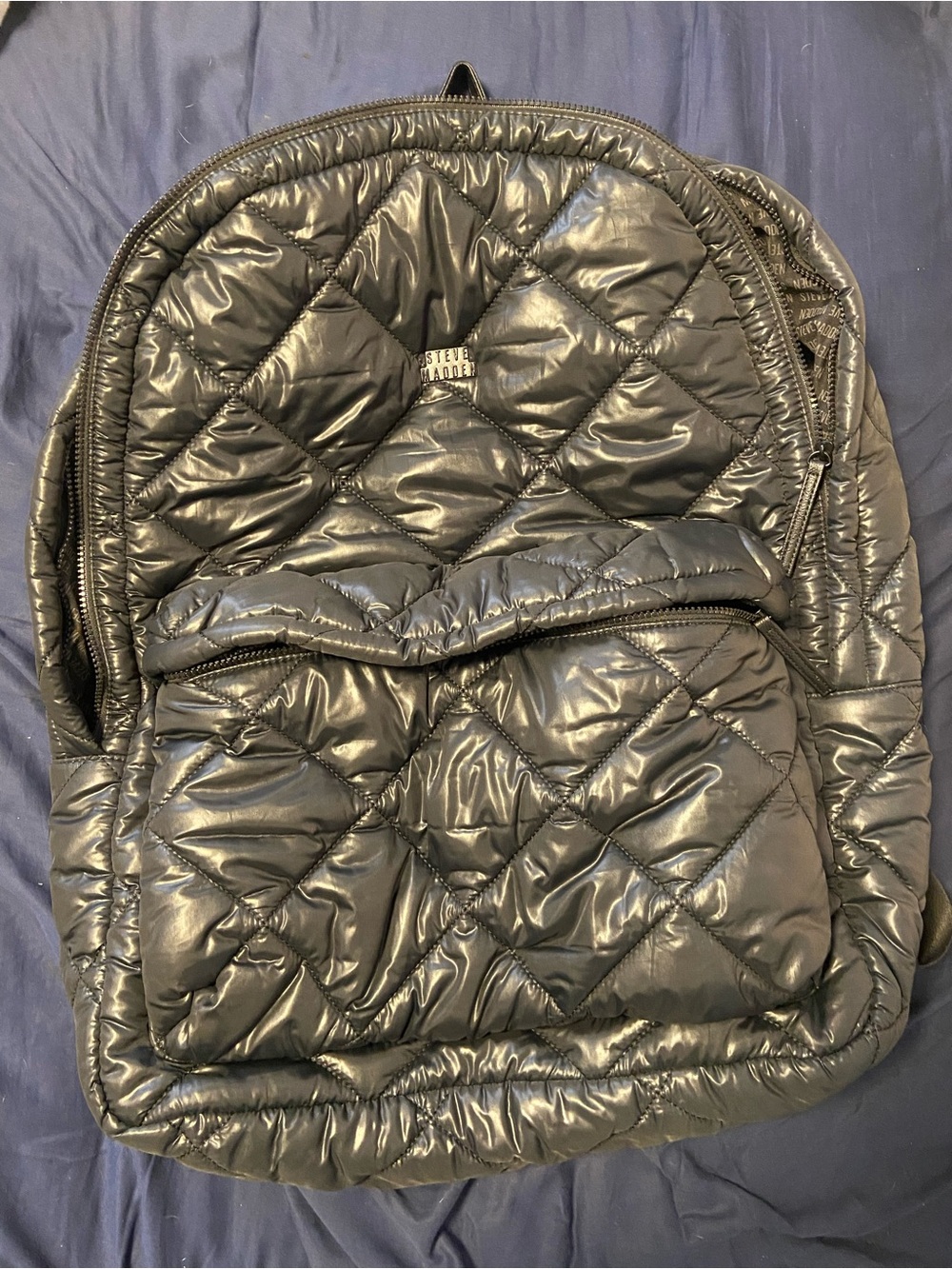 XL Steve Madden Black Quilted Puffer Backpack